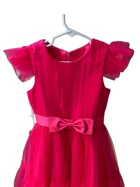Custom Hot Pink Tulle Party Dress with Bow